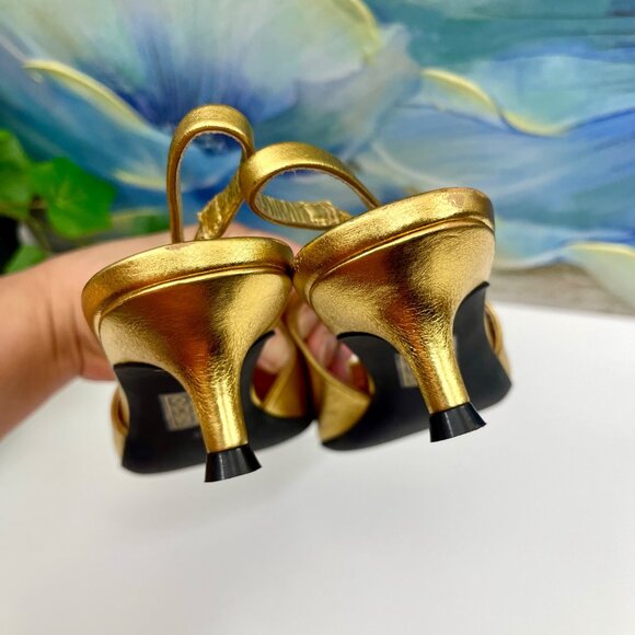 Jeffrey Campbell Persona Pointed Toe Slingback Pump In Gold 6 - Picture 11 of 16